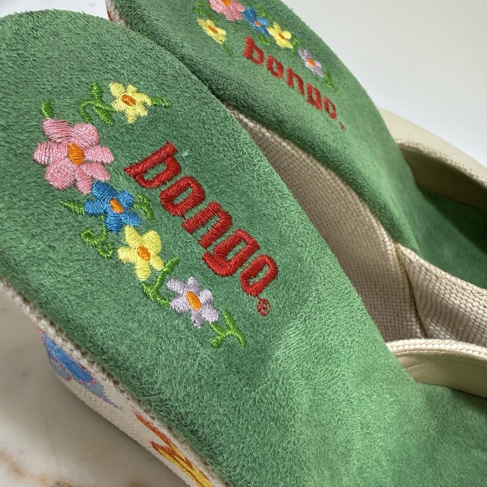 Bongo Vintage Y2K Embroidered Floral Platform Wedge Sandals Fairy Cute Size 10M - Picture 8 of 12